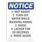 Signmission OSHA Notice Sign, 1. Wet Hands 2. Turn Off Water, 7in X 5in Decal, 5" W, 7" L, Portrait OS-NS-D-57-V-10007 - alternate 1